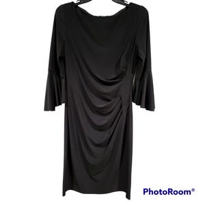 Lauren black ruched midi dress